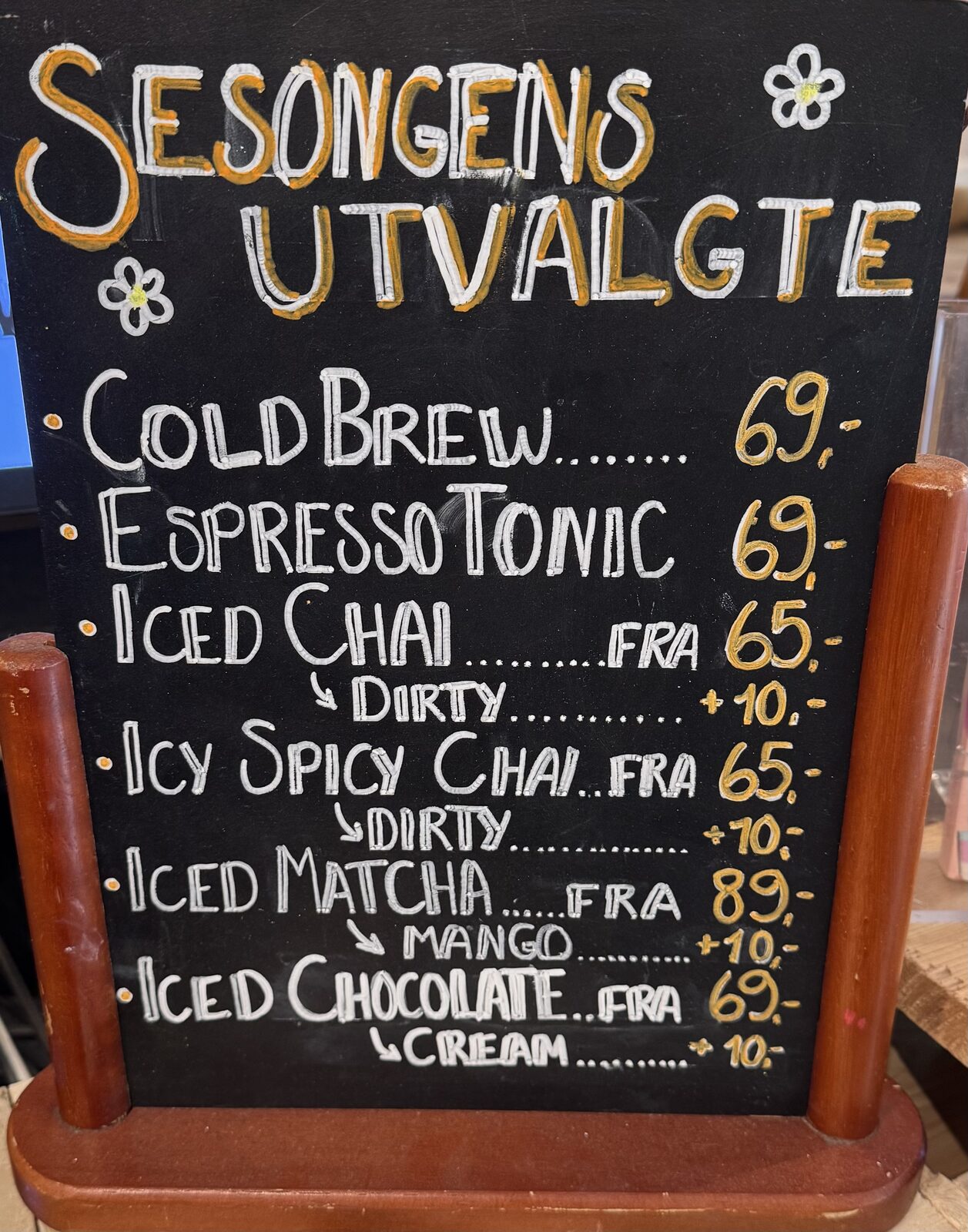 Sesongens utvalgte – tavle med iced drinks